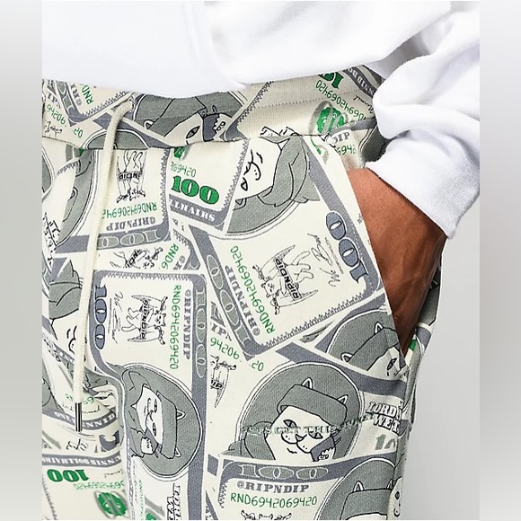RIPNDIP Money Bag Green Sweatpants - Picture 3 of 8
